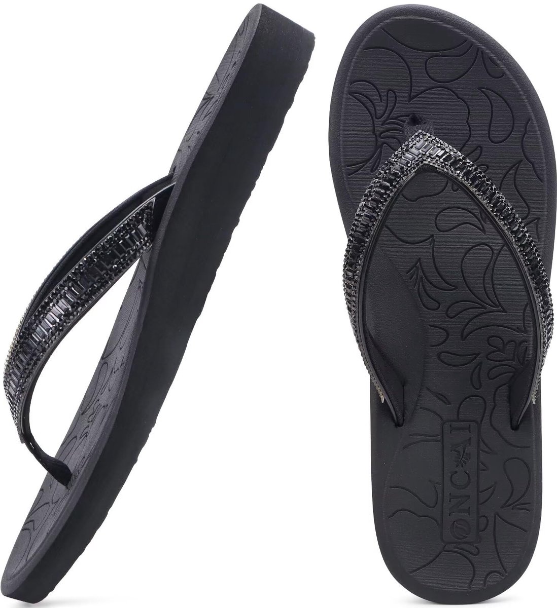 ONCAI Dames Tientrenners Flipflops met Glitter Indoor/Outdoor Zomer Zwembad Strand Comfort Strand Platform Aangename - ShopVlot
