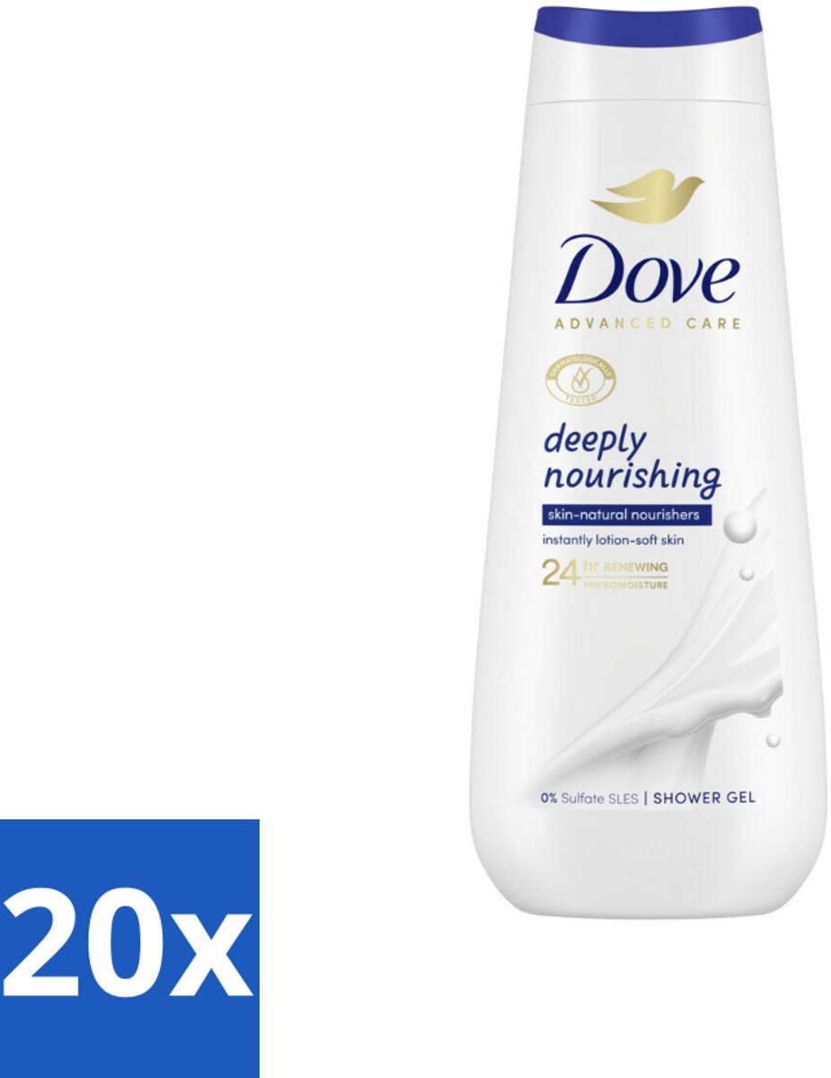 20 x Dove Douchecrème - Deeply Nourishing - 600 ml - Douchecrème - Huid Verzorging - Droge Huid - Micro Moisture - Hydratatie