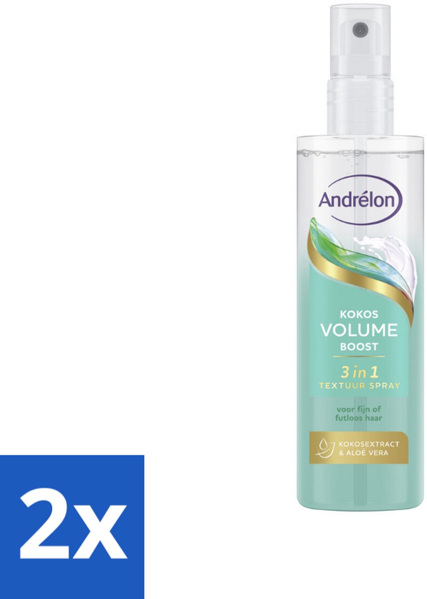 2 x Andrélon – Textuur Spray 3-in-1 – Kokos Volume Boost – 150 ml - Haar Volume - Haar Structuur - Haar Glans - Textuur Spray - Kokos Volume