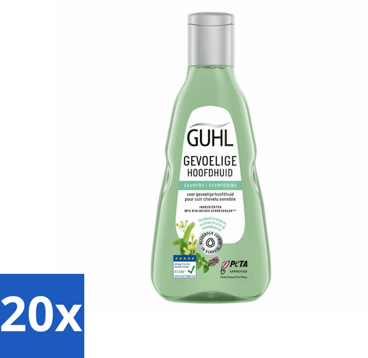 20 x Guhl - Shampoo - Gevoelige Hoofdhuid - 250 ml - Gevoelige Hoofdhuid Shampoo - Kalmerende Shampoo - Hoofdhuid Verzorging - Droge Hoofdhuid - Jeuk Op Hoofdhuid