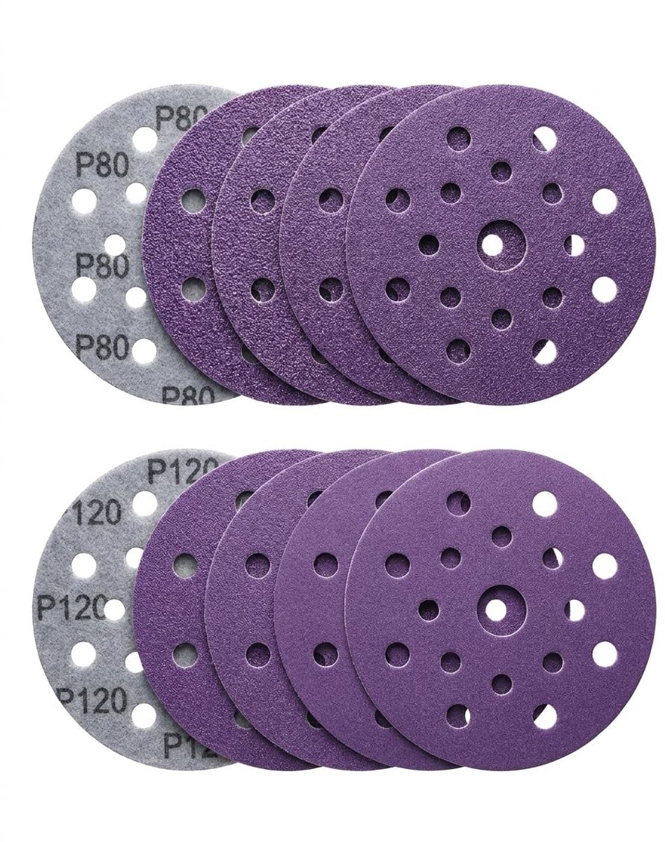 Schuurpapier 125mm - 20 stuks korrelgrootte 80/120 - keramisch alumina - voor hoge schuurprestaties - ShopVlot