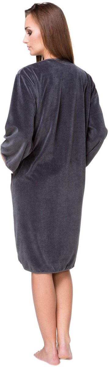 Dames kamerjas 5XL - grafiet - met rits - comfortabele pasvorm - ShopVlot