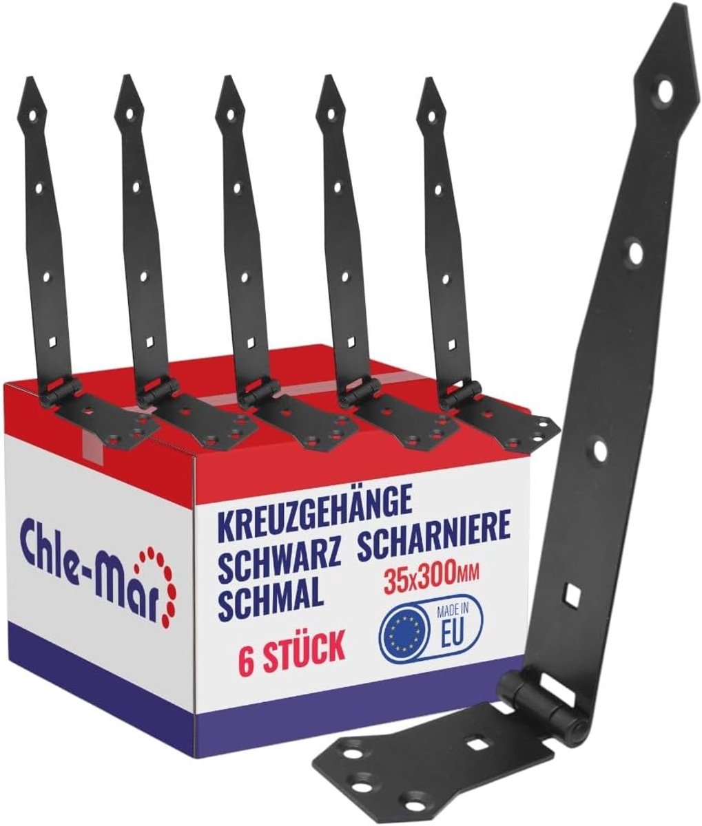 Chle-Mar 6x Narrow heavy duty hinges for wood doors 35×300 mm, weatherproof - ShopVlot