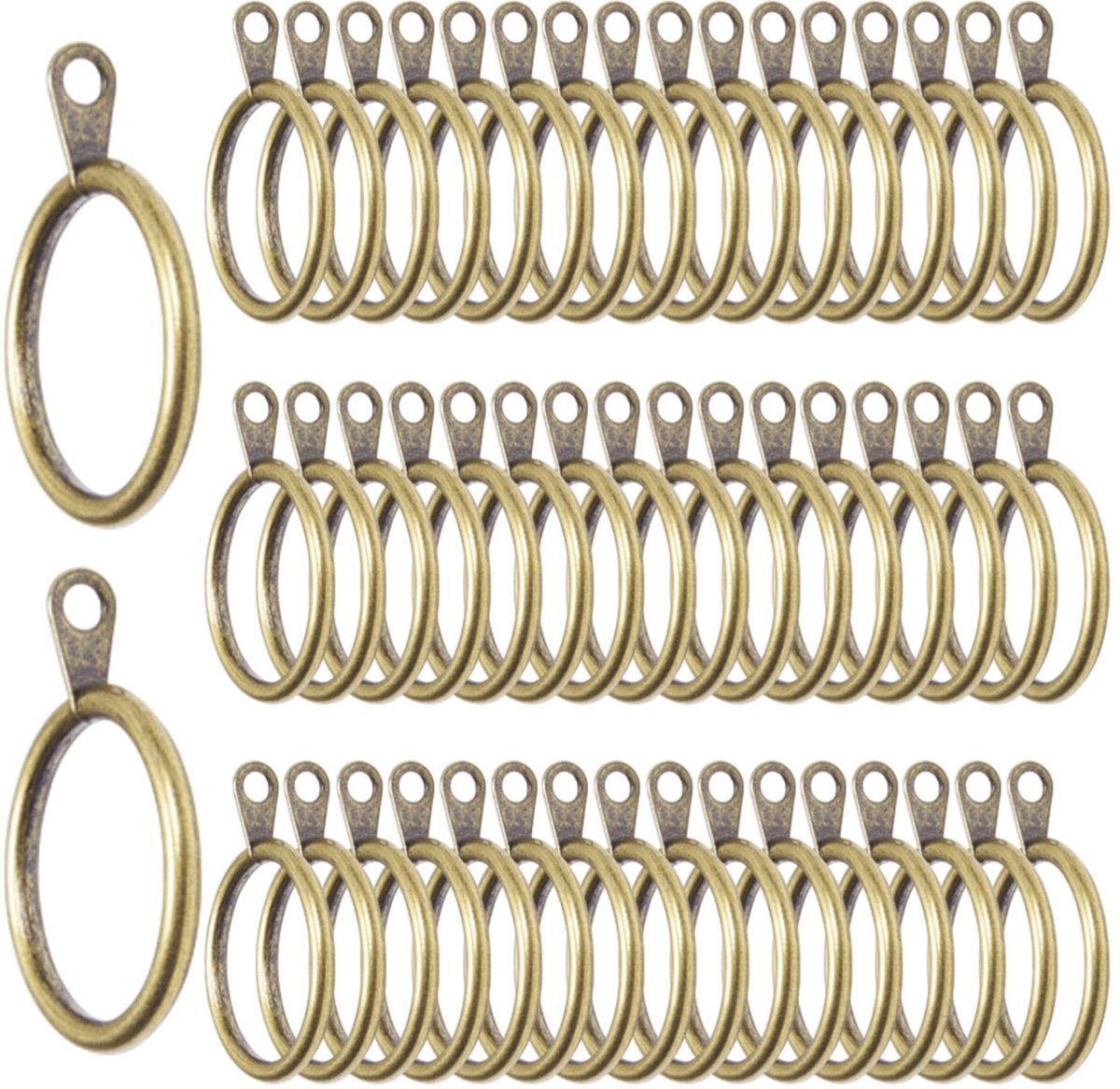 50 stuks messing gordijnringen, 38 mm duurzame metalen gordijnringen met oogje voor haken, antiek messing afwerking - ShopVlot