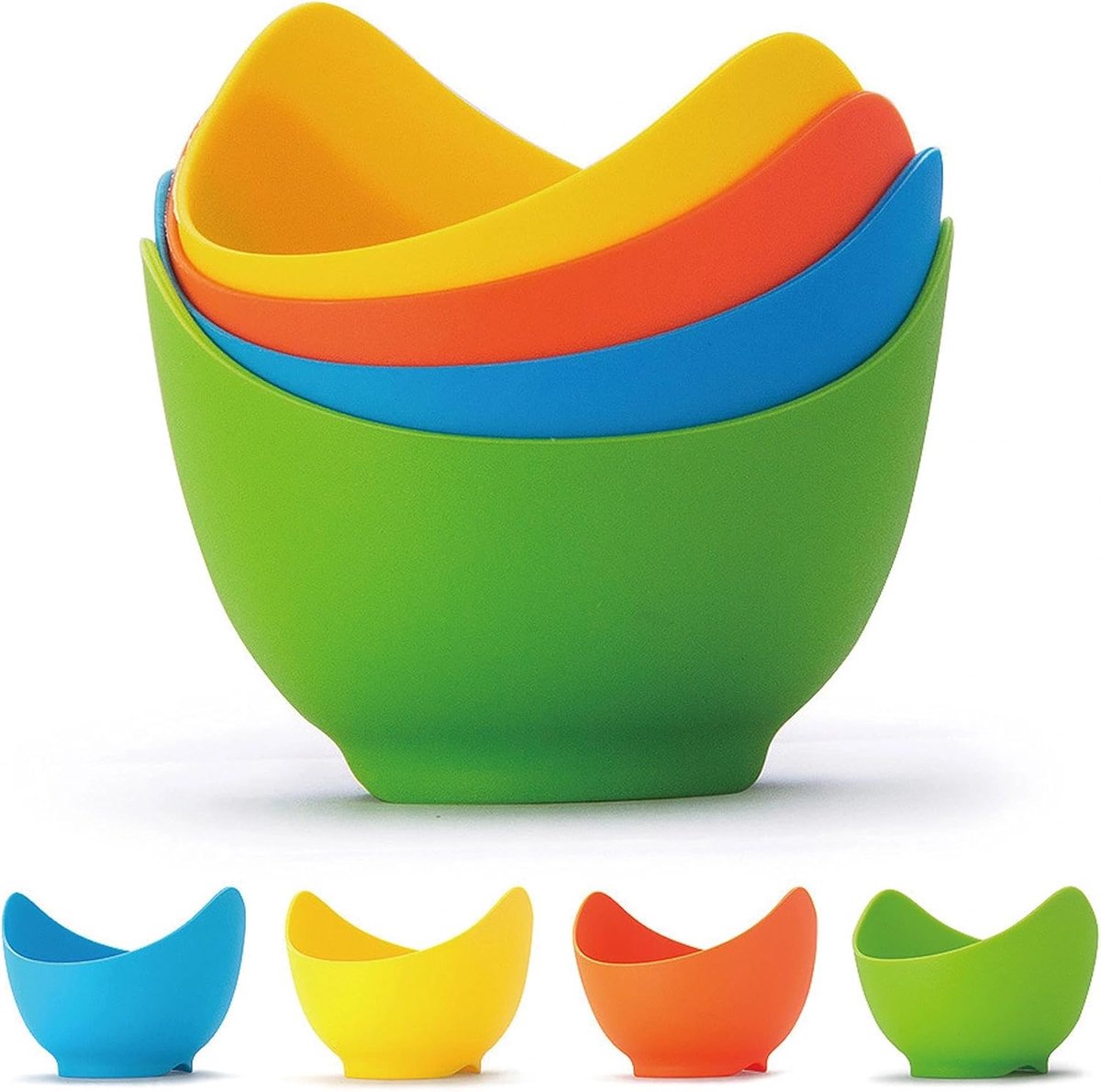 4 Pack Siliconen Ei Stroper Cups met Bonus Olie Borstel Ei Maker voor Air Fryer Bakken Oven of Kookplaat - ShopVlot