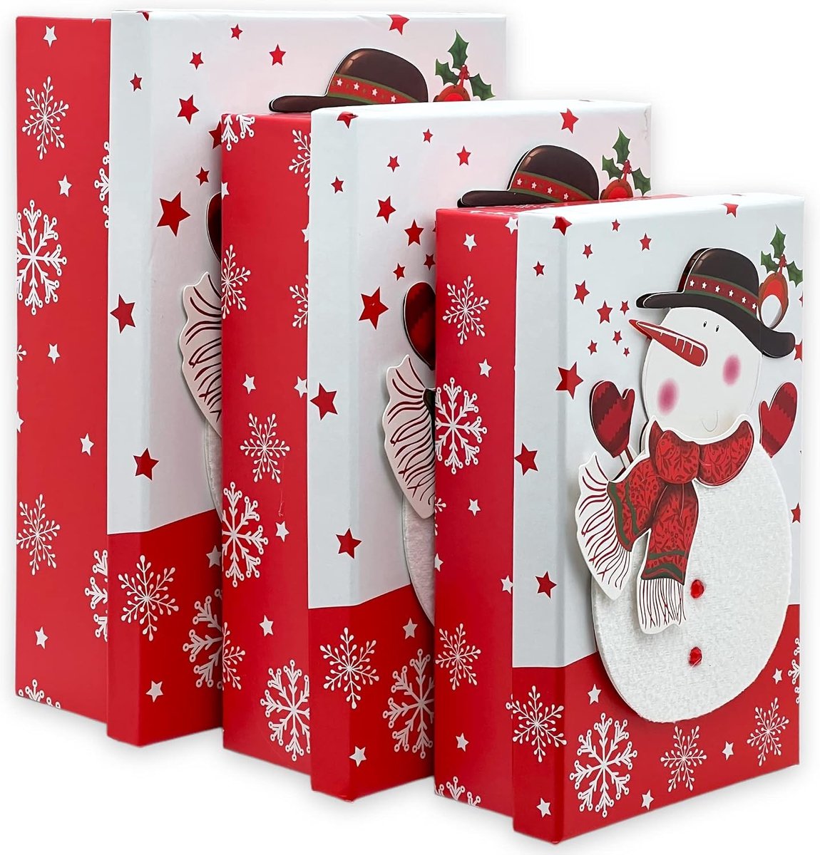 Geschenkdozen Set - Multicolor - 3 Stuks - Karton met 3D-Motief - Voor Kerstmis