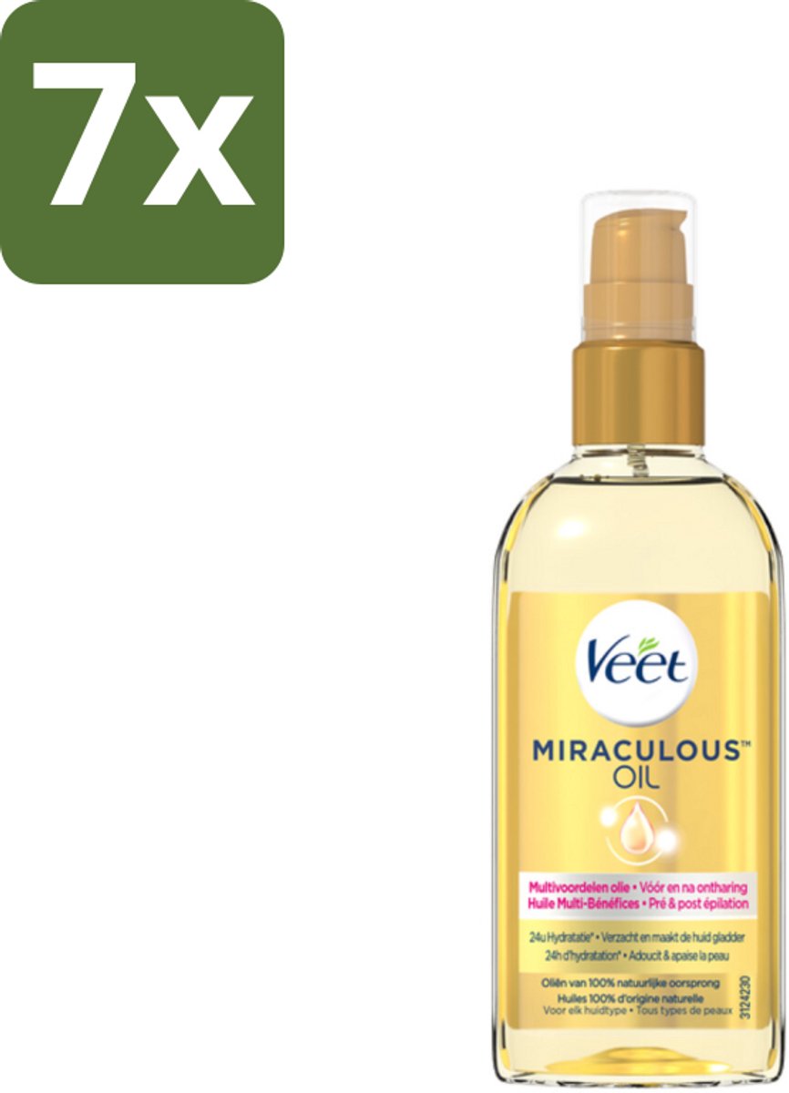Veet - Aftercare - Natuurlijke Voedende Olie - Voor & Na Ontharing - 100 ml - Bulkverpakking - 7 stuks