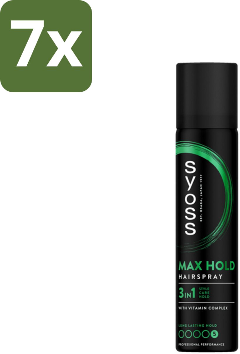 Syoss - Max Hold - Haarspray - Compacte Fixatie - 75 ml - Bulkverpakking - 7 stuks