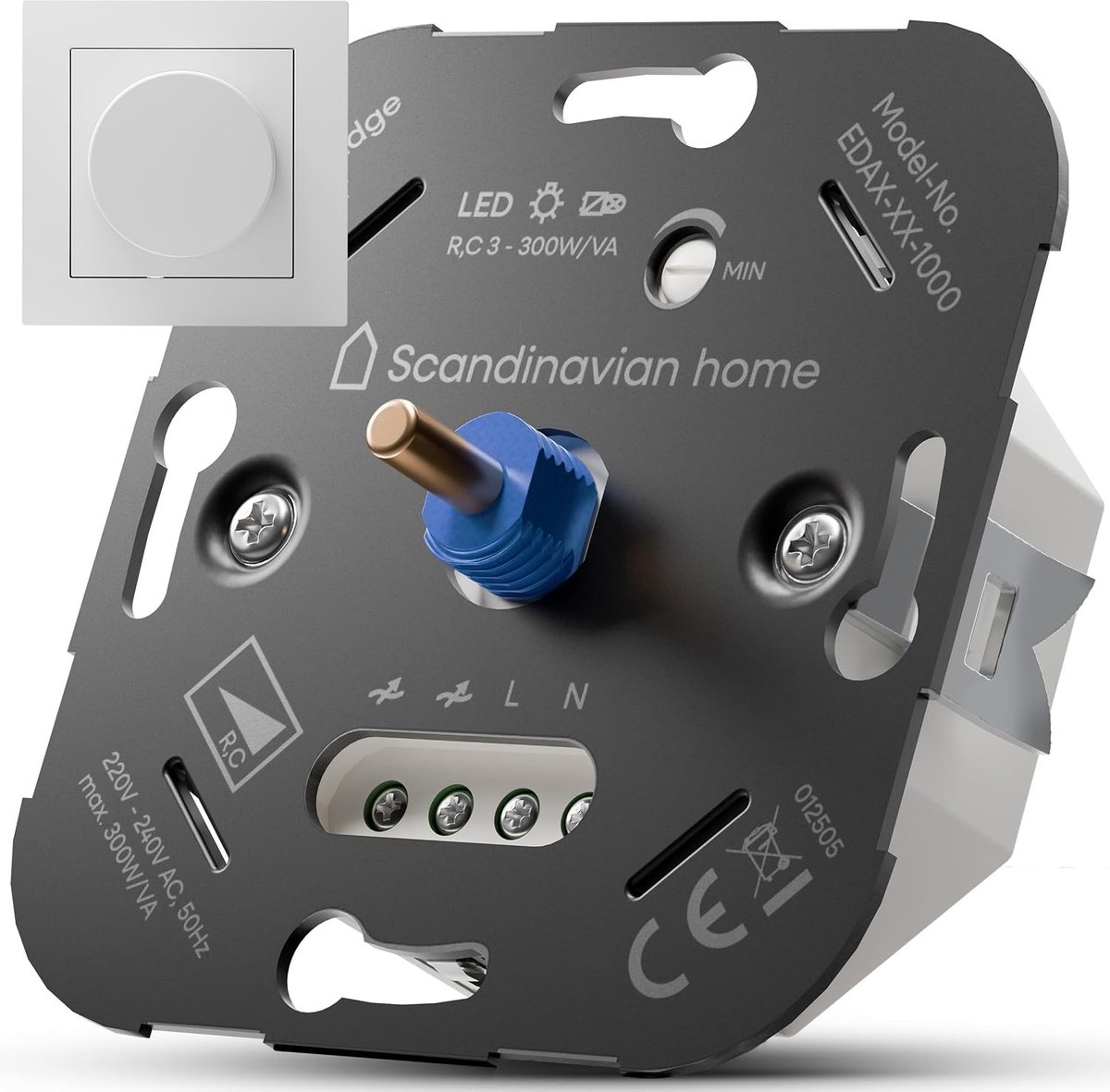 Home LED Dimmer Schakelaar - Wit-glanzend - Standaard Afmetingen 55 x 55 mm - Faseafsnijdtechnologie - Voor LED- en Halogeenlampen