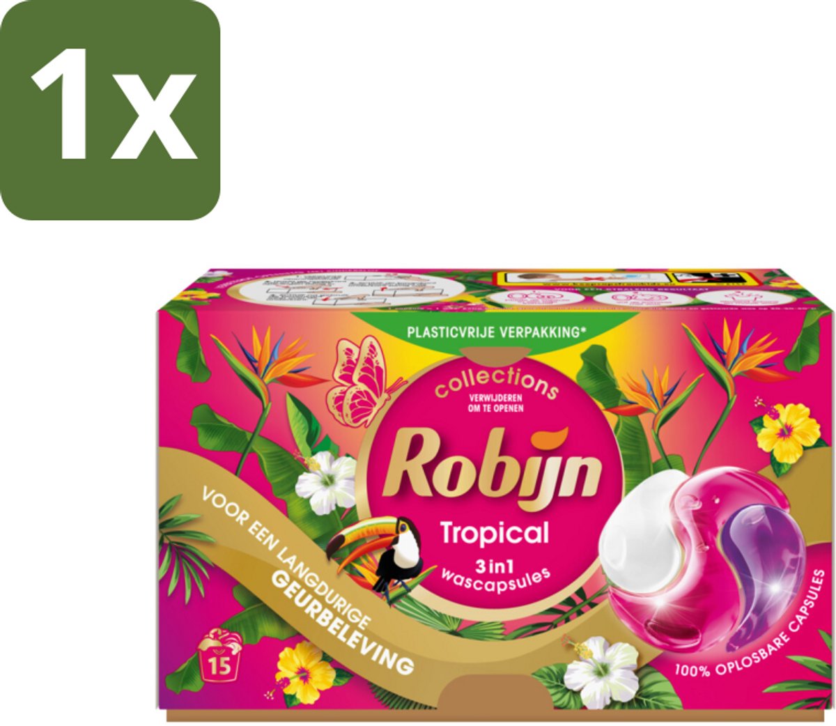 Robijn - 3-in-1 Tropical - Wascapsules - 15 Wasbeurten - 1 stuk