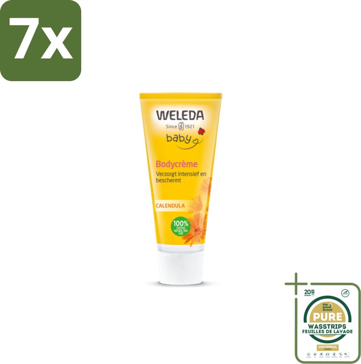 7 x WELEDA - Bodycrème - Baby & Kind Calendula - 75 ml - Grootverpakking - Babyhuid Verzorging - Calendula Crème - Gevoelige Huid - Baby Crème - Natuurlijke Crème