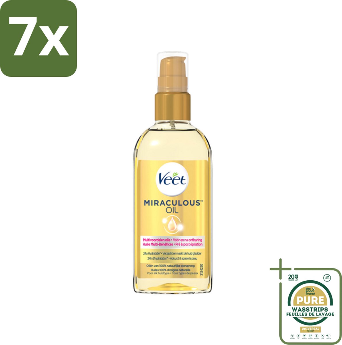 7 x Veet - Aftercare - Natuurlijke Voedende Olie - Voor & Na Ontharing - 100 ml - Grootverpakking - Voedende Olie Voor Ontharing - Ontharing Voor En Na - Huid Verzorging - Natuurlijke Voedende Olie - Scheerhulpmiddel