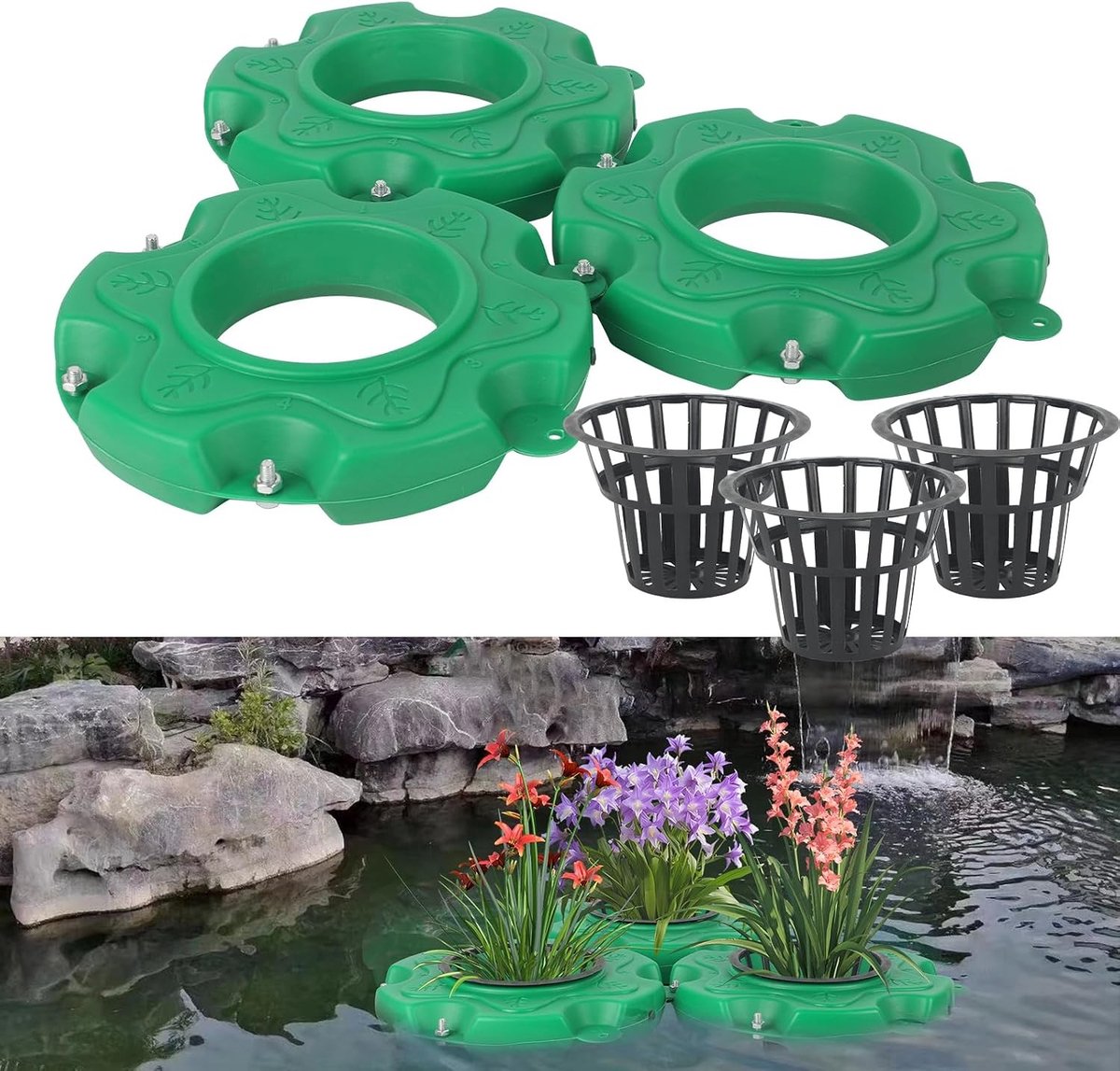 Drijvende Vijver Plantenbak - Groen - 33 x 33 cm - PVC - Voor Vijvers en Tuinen