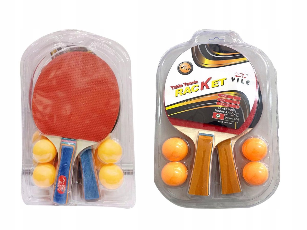 Tafeltennis Set: 2 Batjes en 4 Ballen