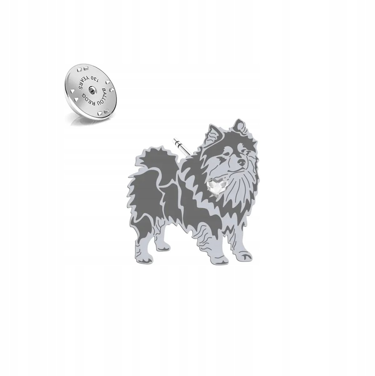 Zilveren Broche Finse Lappenhond 925 - Uniek Cadeau