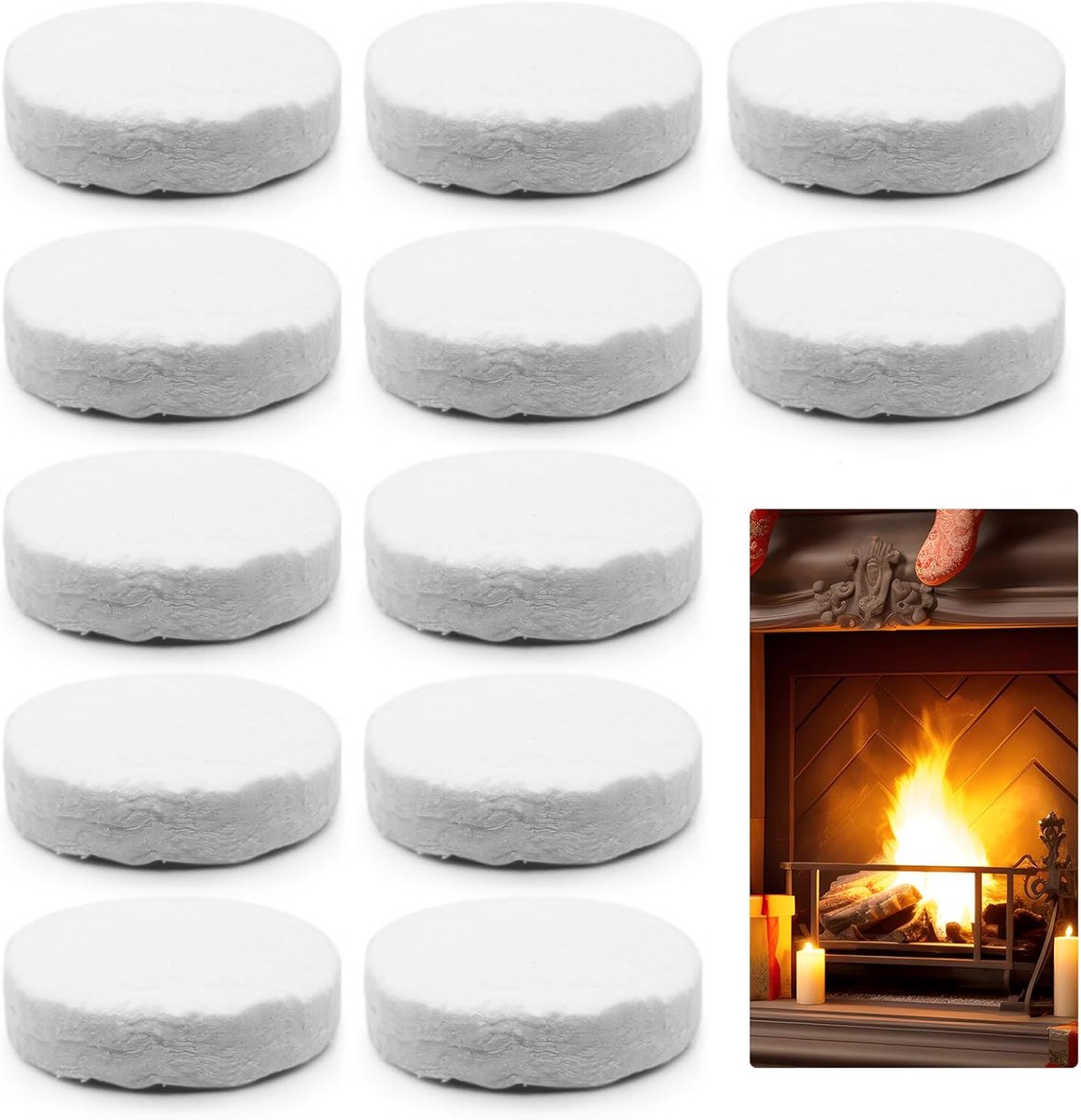 Keramische wol voor bio-ethanol 12 stuks - 8,6 x 2,5 cm - hittebestendig - ideaal voor open haarden - ShopVlot