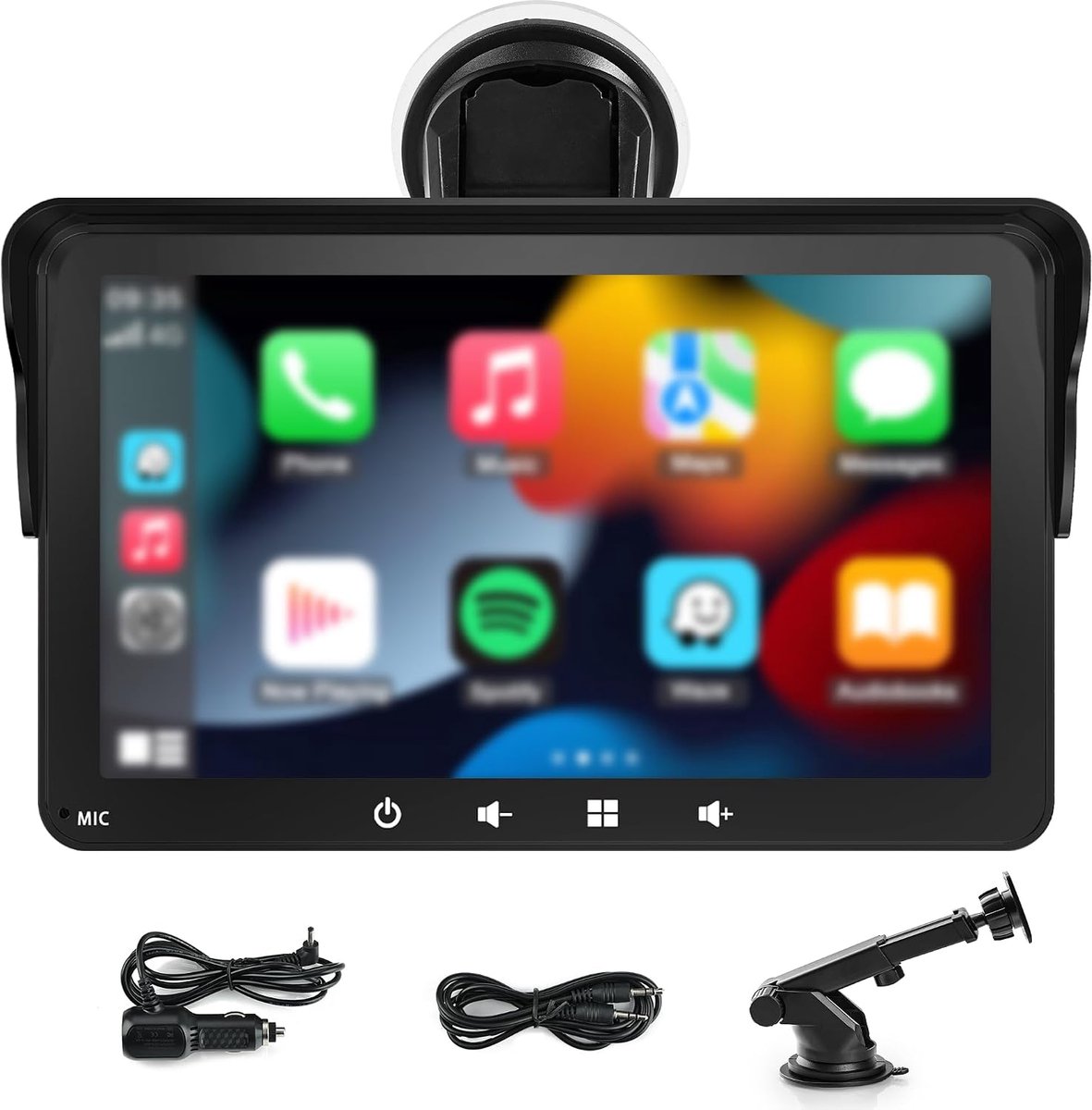 Carplayy Portable Car 7 Inch Display Portable Wireless with Sun Visor CarPlay Tablet for Car with BT, FM Type C, AUX-IN - ShopVlot