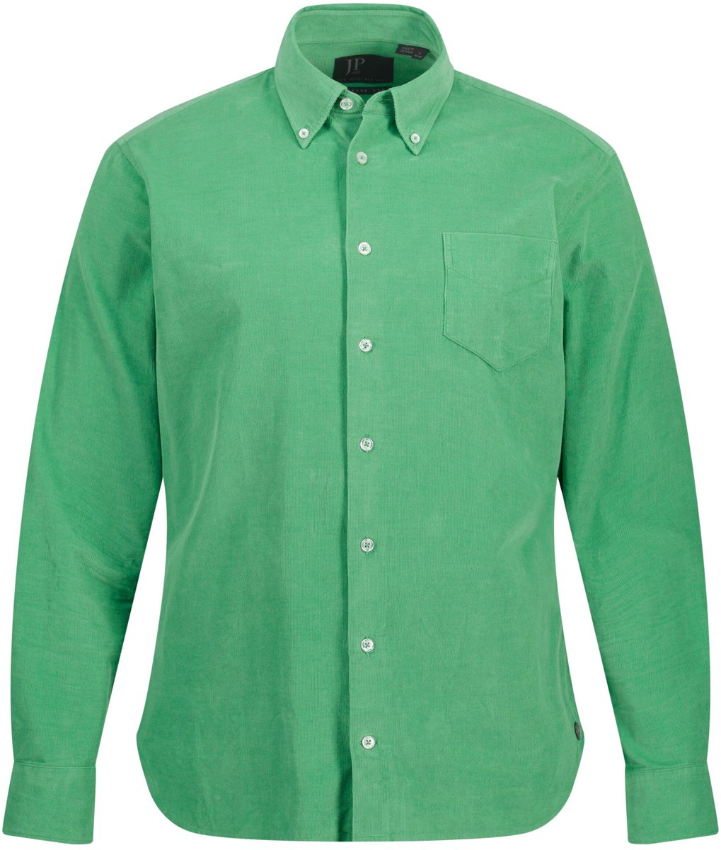 JP 1880 - Heren - Corduroy overhemd lange mouwen buttondown kraag modern fit - Lichtgroen - Maat 6XL