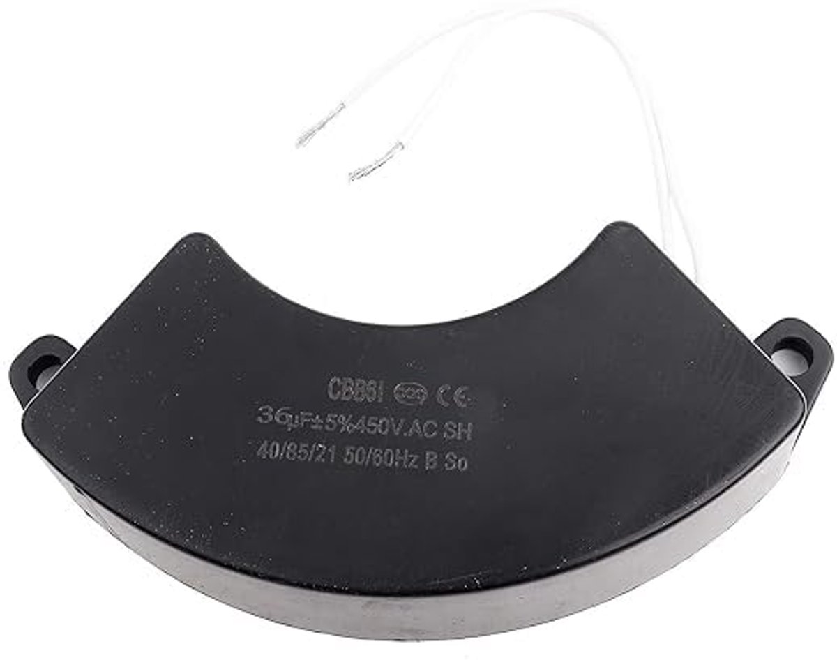 Capacitor CBB61 36 microfarad (mf) 450V Dual for gasoline generator 50/60Hz arc shape, crescent, crescent moon with - ShopVlot