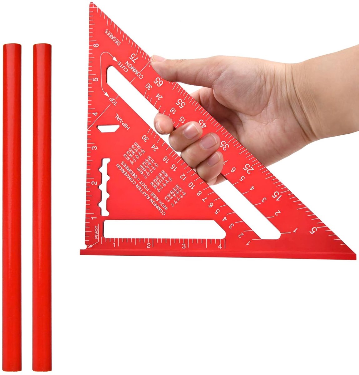 7 Inch Rafter Vierkante Aluminiumlegering Dubbele Schaal Driehoek Heerser Hoek Heerser Timmerman Driehoek Vierkante - ShopVlot
