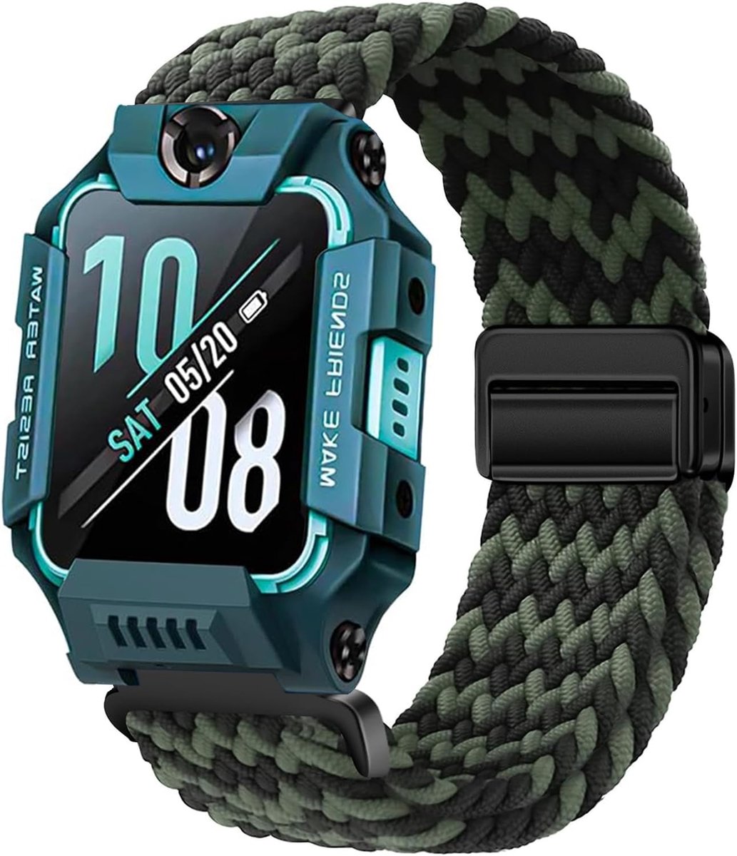 Issinlky Kinderen Nylon Gevlochten Band Compatibel met Horloge Telefoon Z7/Z6/Z1, Elastische Band voor imoo Horloge - ShopVlot