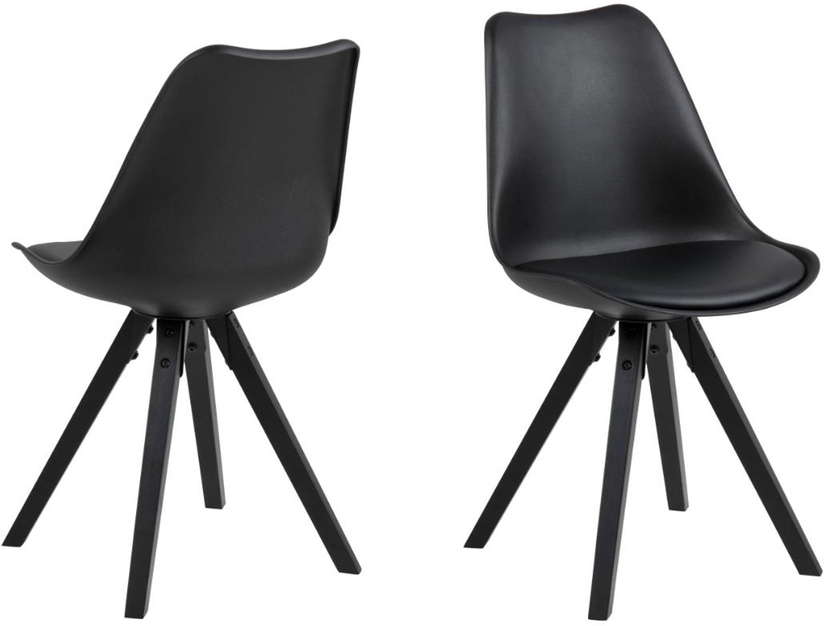 Giga Living Eetkamerstoel Ljusvik - Zwart PU Leer - Zithoogte 49cm - Set van 2