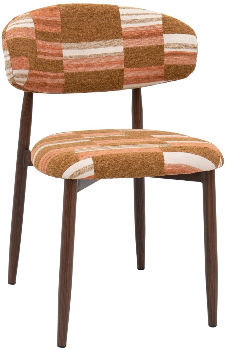 DÉJA Living Eetkamerstoel Skara - Terracotta/Walnoot - Set van 2