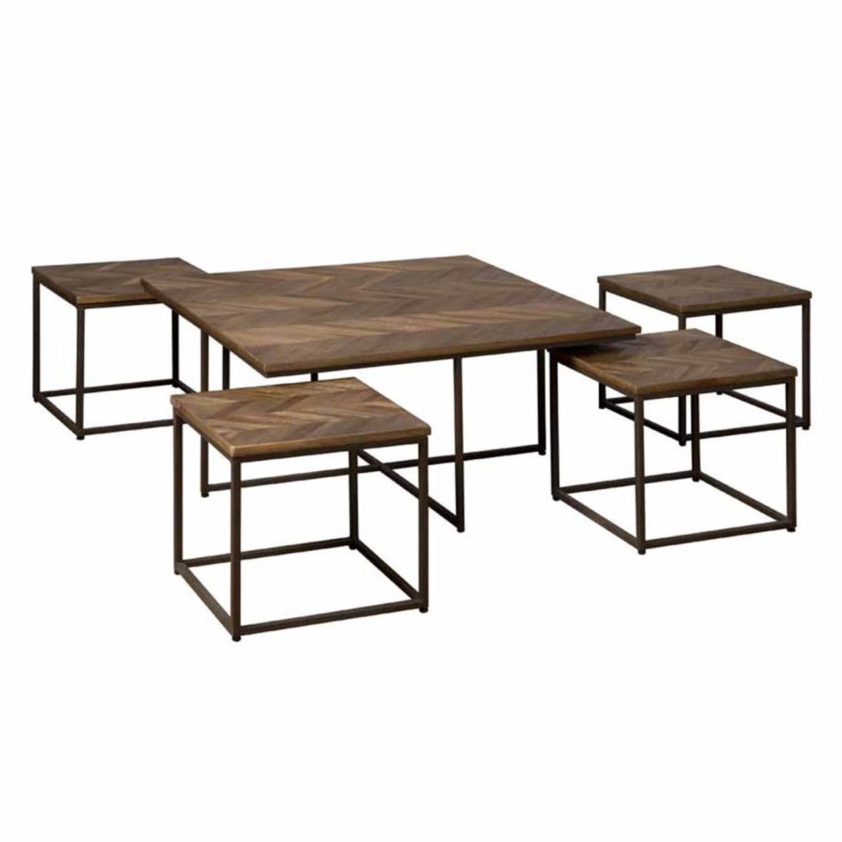 Tower Living Salontafel Via Set - Rond Grijs Hout - Ø90x45cm