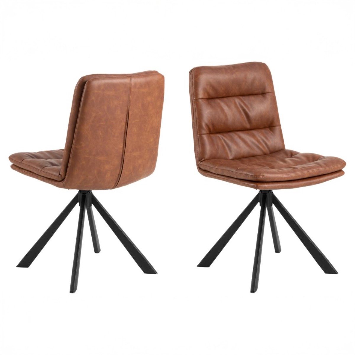 Giga Living Eetkamerstoel Ensta - Cognac PU Leer - Zithoogte 52cm - Set van 2