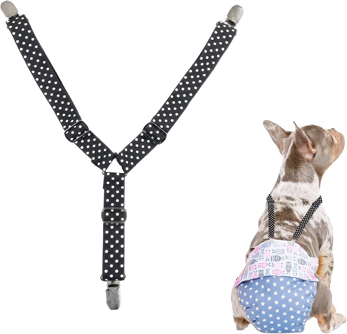 Hondendiazepan verstelbaar - elegante zwart-wit - hoogwaardige materialen - comfort voor uw hond - ShopVlot