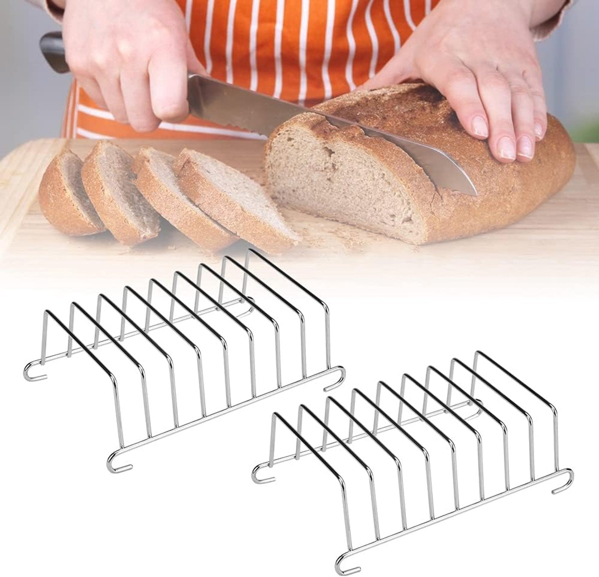 Broodrek 8 sneden - 304 roestvrij staal - duurzaam en veilig - perfect voor toast - ShopVlot