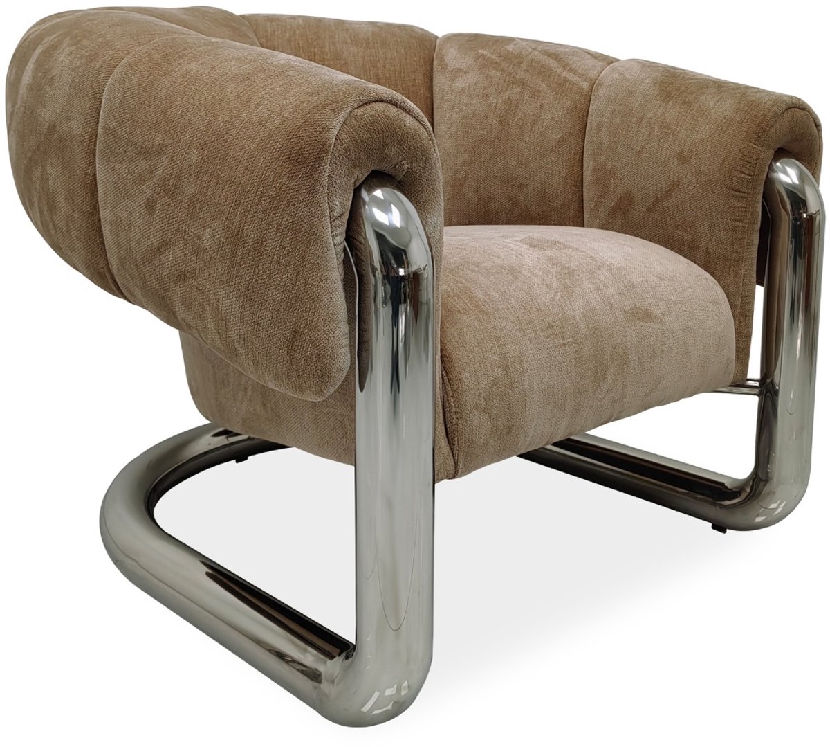DÉJA Living Fauteuil Leka - Beige/Chrome Stof - 98x96x79cm