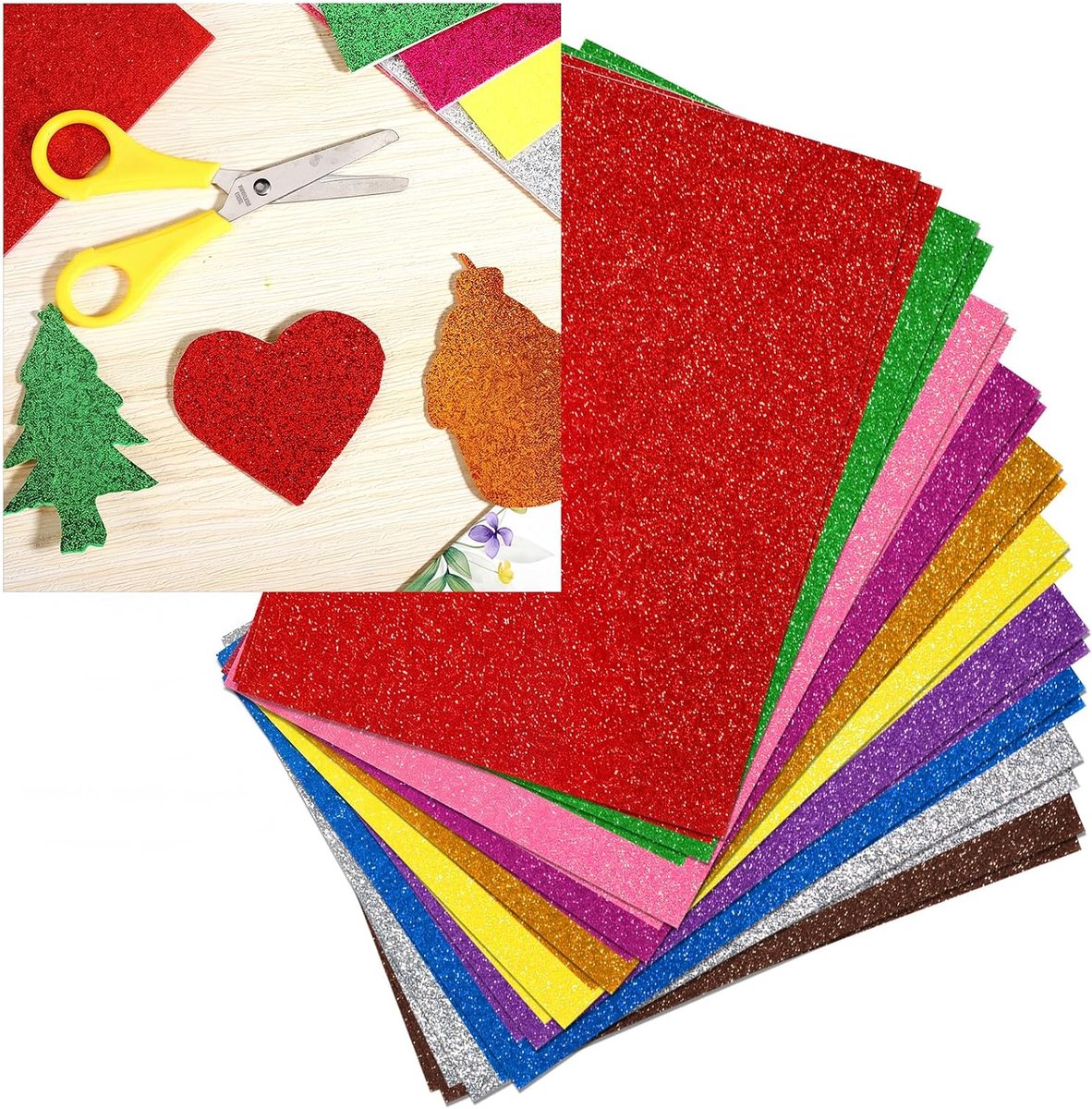 Foam A4 Foambladen 2 mm - Zelfklevend Glitter Papier - Creatieve DIY Projecten - ShopVlot