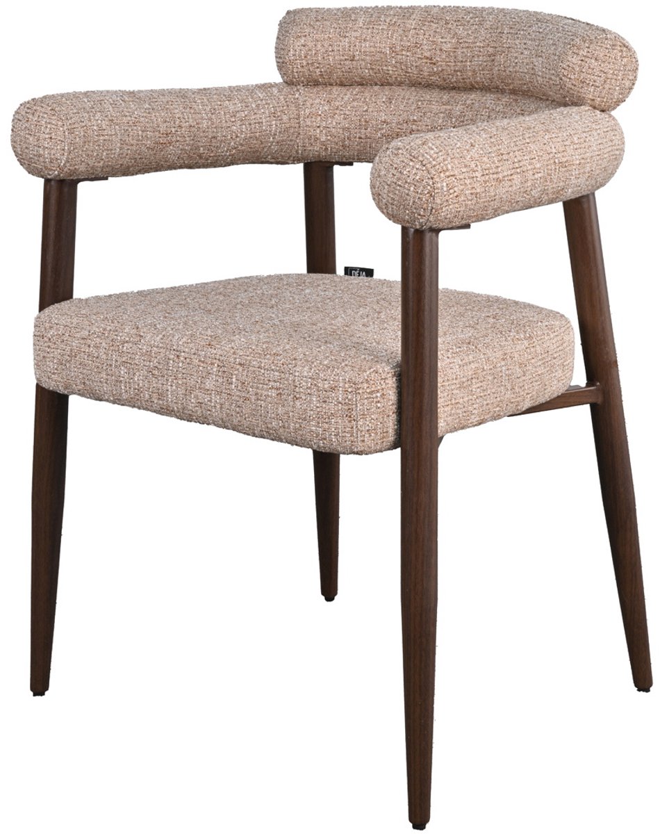 DÉJA Living Eetkamerstoel Lidingö - Taupe/Walnoot Stof - Set van 2