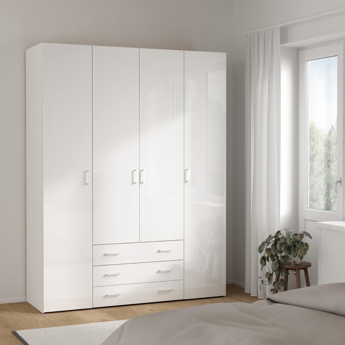 Giga Living Kledingkast Space - Wit Hoogglans - 154x50x200cm