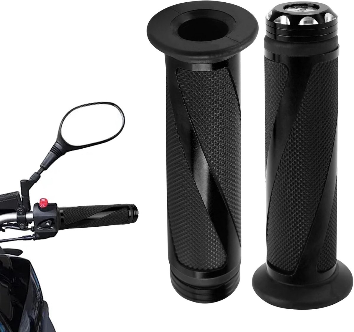 Motorfiets handvatten 22mm/24mm - rubberen grip - anti-slip ontwerp - comfortabel voor lange ritten - ShopVlot