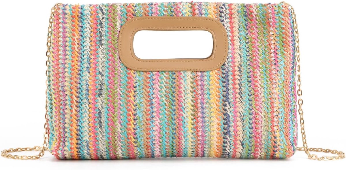 Clutch voor dames - handvat - stro - stijlvolle avondtas - ShopVlot