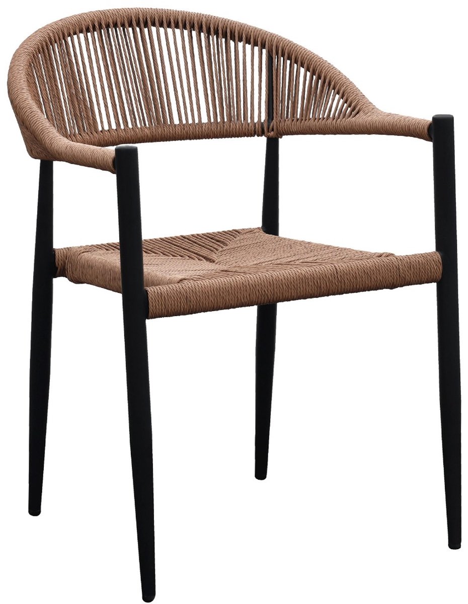 House Nordic Eetkamerstoel Canari - Rotan - Naturel/Zwart - Set van 2