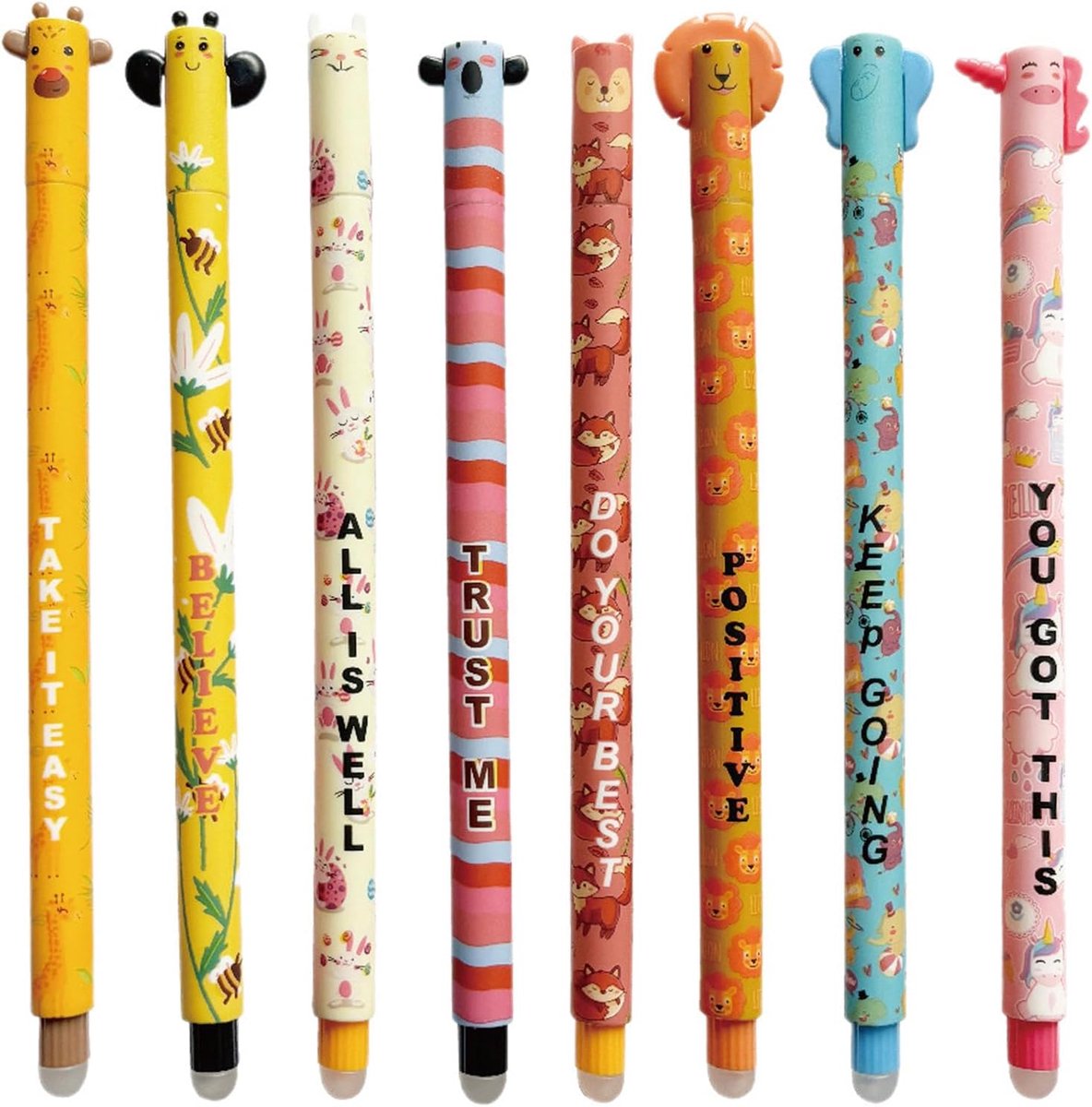 Set van 8 uitwisbare gelpennen - thermogevoelige inkt - 0,7 mm punt - perfect voor nette notities - ShopVlot