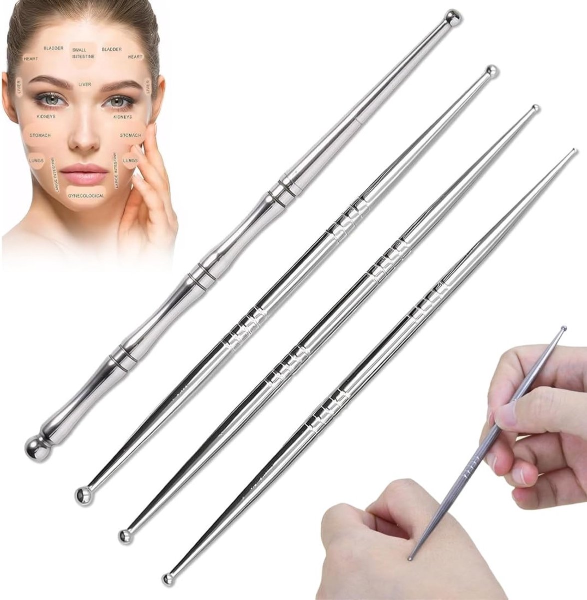 Acupunctuurpen set van 4 - Acupunctuurprobes - Reflexzone massager - Stimuleert ontspanning - ShopVlot