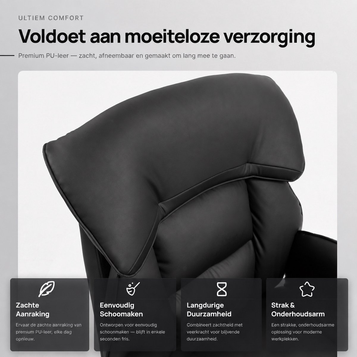 Dowinx gamestoel - Gamestoelen - Verstelbare Gamingstoel - Ergonomische Bureaustoel - Grote Bureaustoel - Game stoel massage - Bureaustoel pocketvering - Game bureaustoel - chair - PU - Zwart thumbnail 2