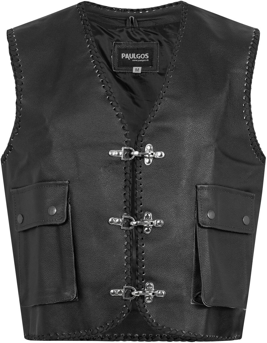 PAULGOS Leren Vest – Biker-/Club-/Chopperstijl – 100% Echt Leer – BW5