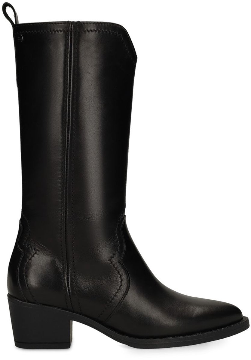 No Stress - Dames - Zwarte hoge leren laarzen - Maat 37