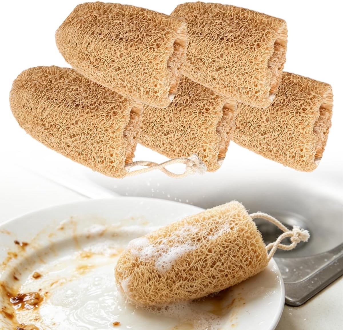 Natuurlijke luffa sponzen 5 stuks - 10 cm - perfect voor douchen - duurzaam en milieuvriendelijk - m-winkel
