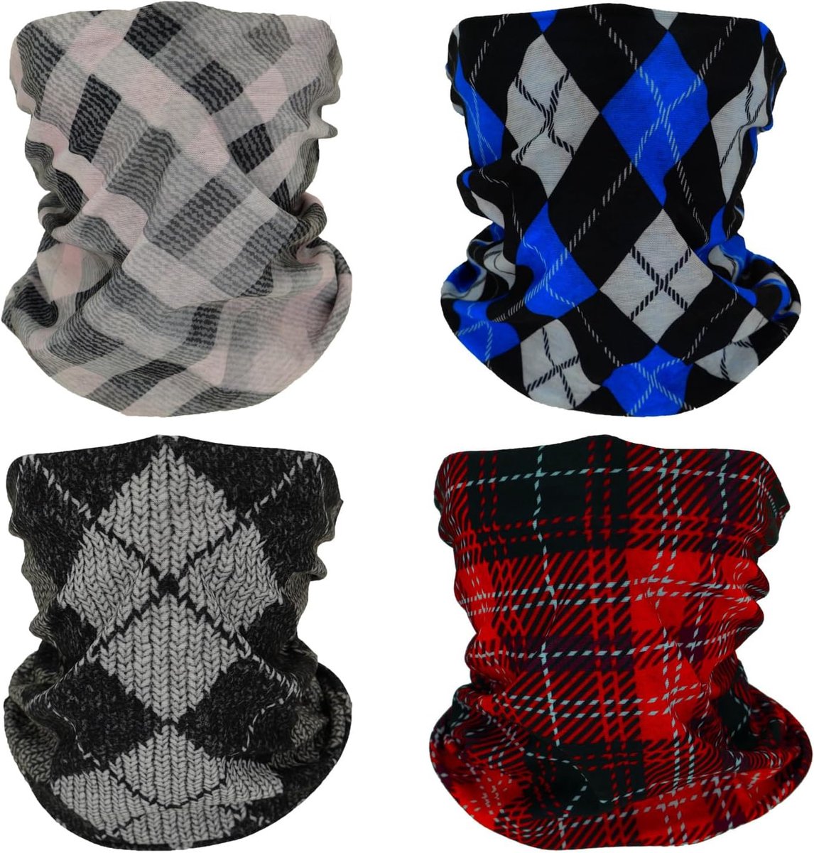Multifunctionele bandana's voor mannen en vrouwen - 4 stuks - wintertrui met ruitpatroon - ideaal voor stijl en warmte - ShopVlot