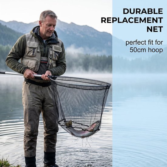 Visschepnet 50 cm - fijnmazig rubberen net - knoopvrij en waterafstotend - ideaal voor veilig vangen - ShopVlot — afbeelding 5