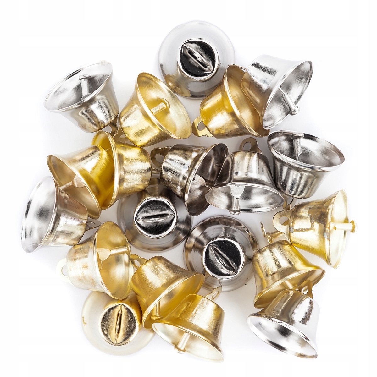 20 metalen bellen 2,6 cm mix goud zilver kerstversiering