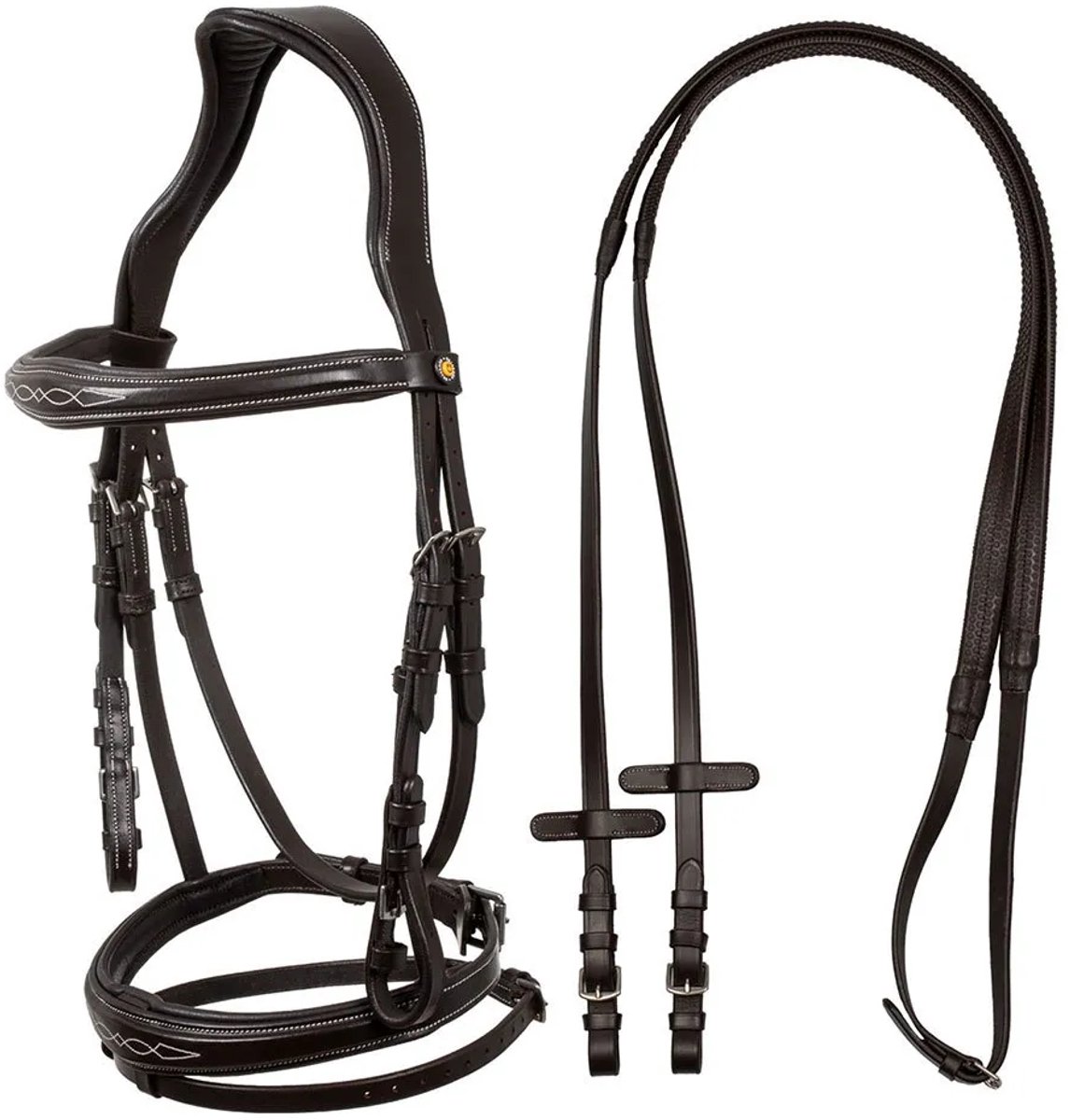 Equestro Anatomic Soft Stitched Hoofdstellen Bruin Cob