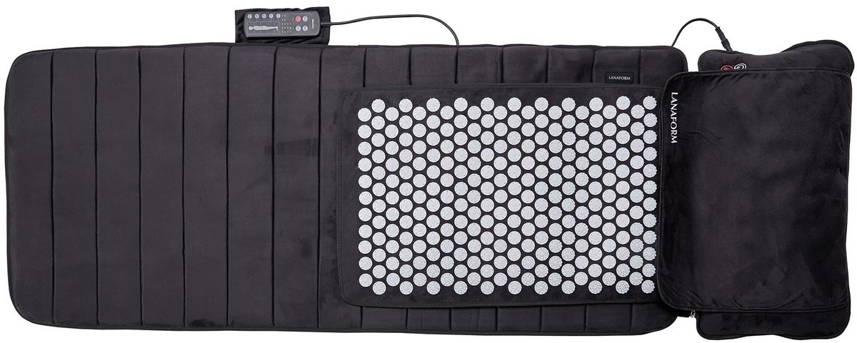 Lanaform - Delight Mattress - Massage Matras Met Warmte - 3-in-1: Shiatsu Massage - Vibrerende Massage - Met Acupressuurmat - Massagekussen Voor Het Hele Lichaam - 10 Motoren - 5 Massagezones - 5 Modi - 3 Intensiteiten