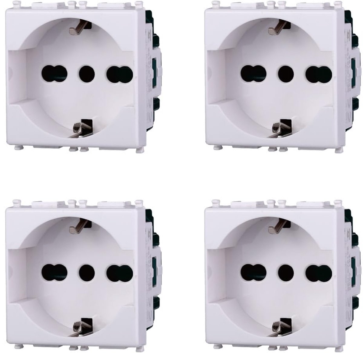 Schuko stopcontact 2P+T 10/16A 250V - wit - set van 4 - veelzijdige aansluitmogelijkheden - ShopVlot